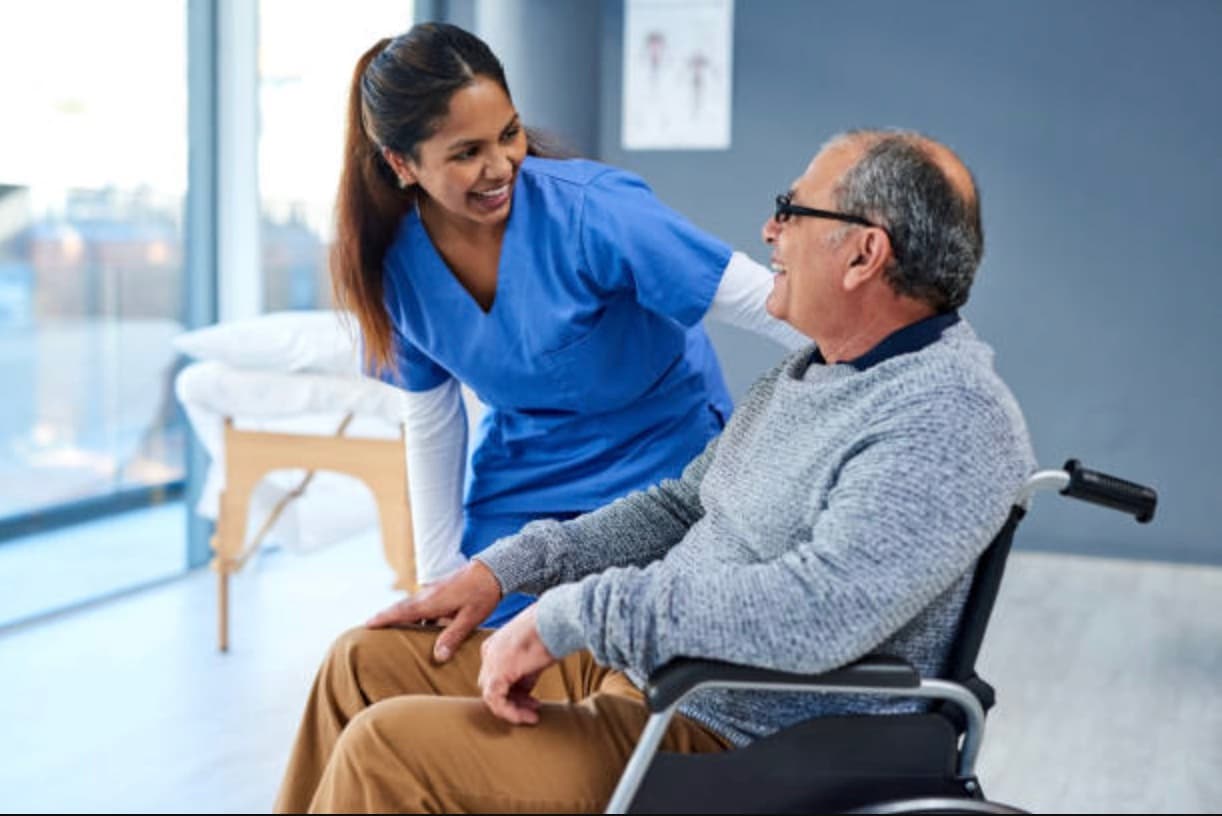 Caregiver with elderly person