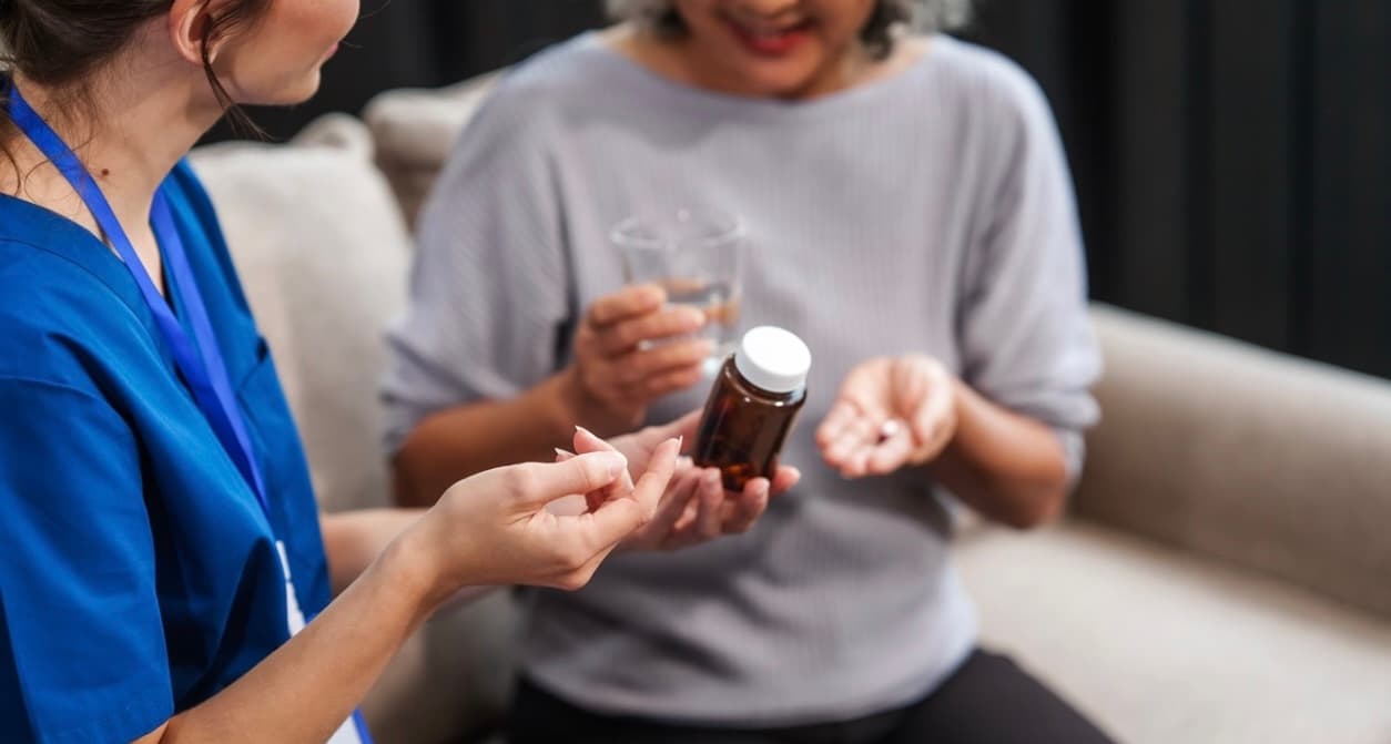 Caregiver with elderly person